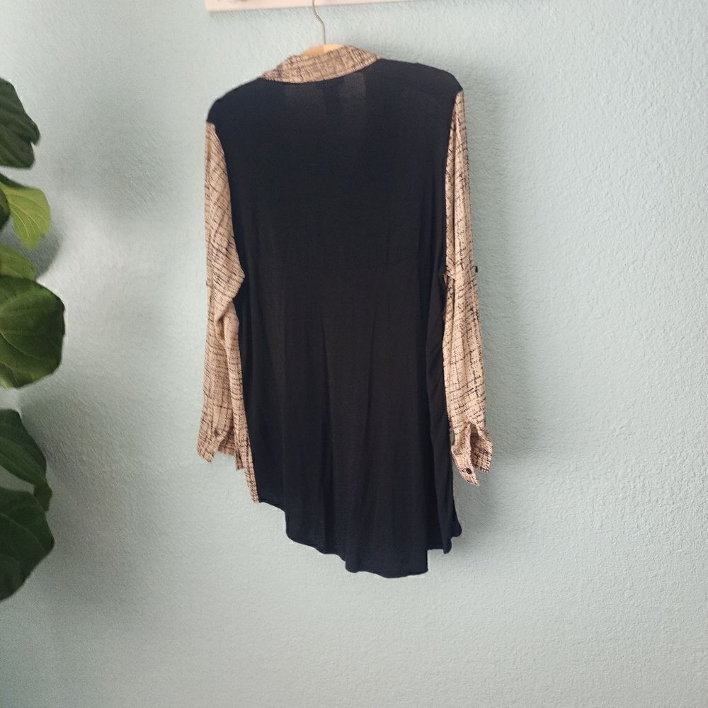 Soft surroundings pop over high low roll up sleeves lagenlook minimalist blouse - Picture 9 of 16